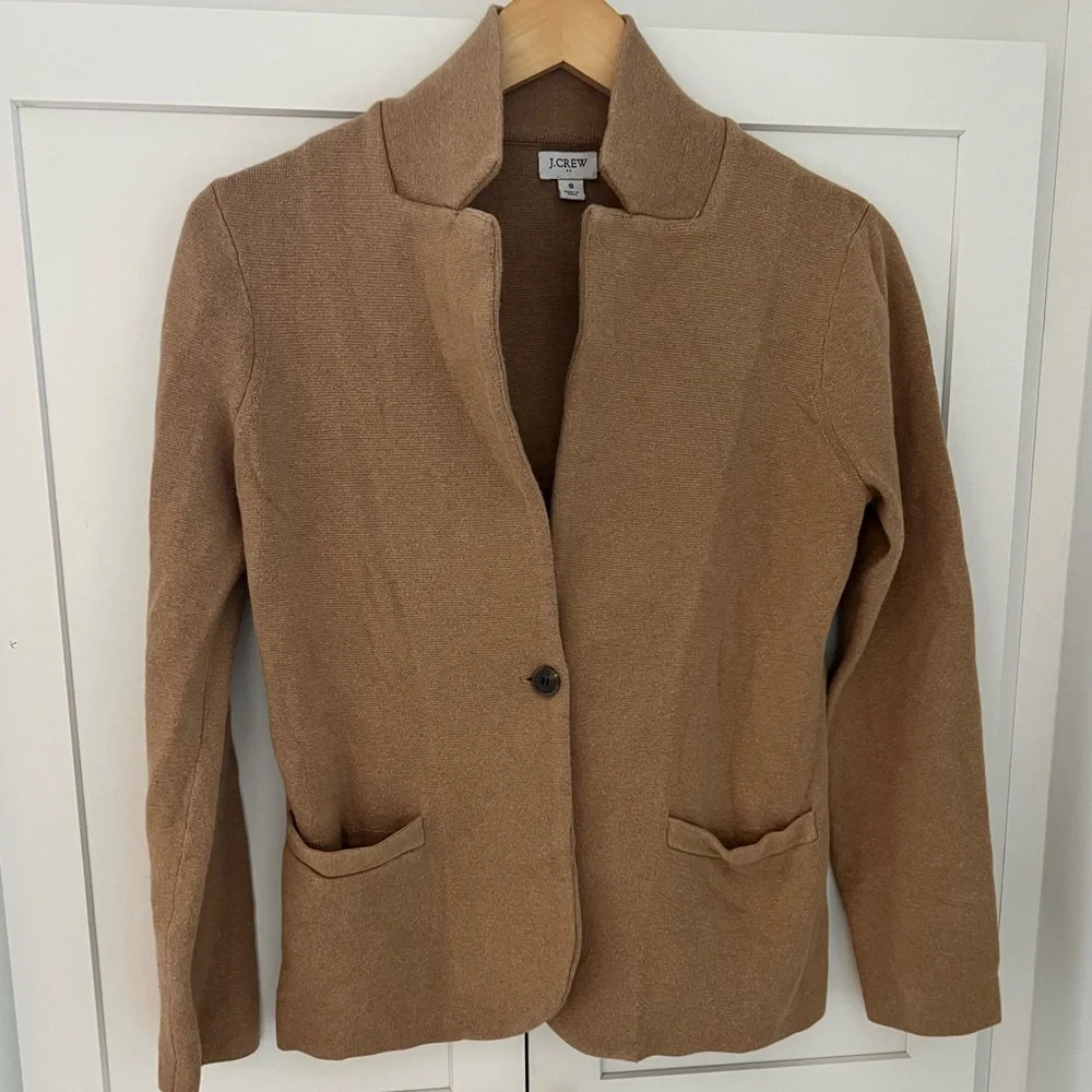J. Crew Schoolboy sweater blazer Tailored Camel Knit Jacket